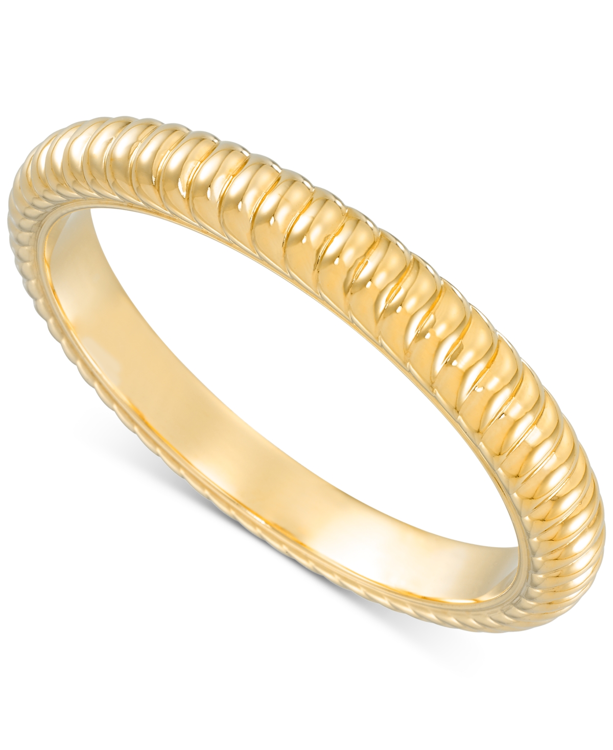 Ribbed Bangle Bracelet in 14k Gold Over Resin - Gold