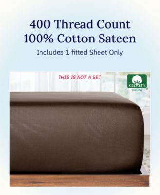 Soft 400 Thread Count Cotton Deep Pocket Fitted Sheet Only, Twin XL