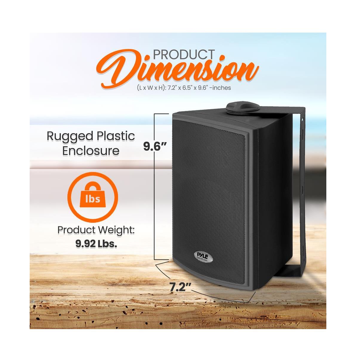 Pyle 5.25” Bluetooth Wireless Wall Mountable Speaker System with 2-Way Full Range Stereo Sound, 300W Rms