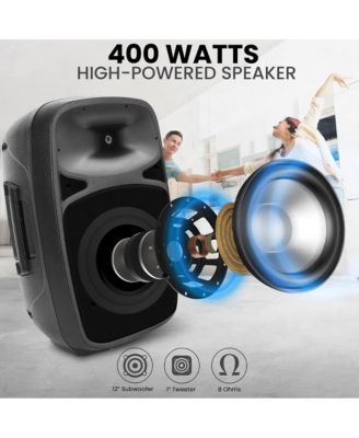 400W Bluetooth Indoor/Outdoor PA Speaker with FM, USB, SD, AUX, Lights, Microphone, Remote
