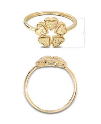 Clover Heart Ring in 14K Gold, Size 6, approx. 1.8 grams.