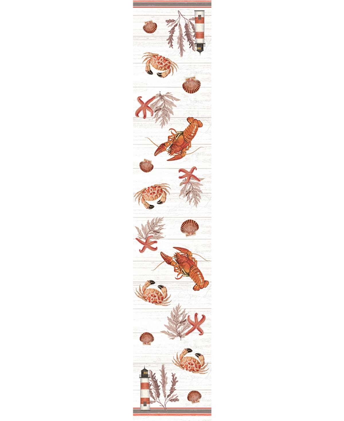Laural Home Seafood Shack Table Runner, 13" X 72" In Red