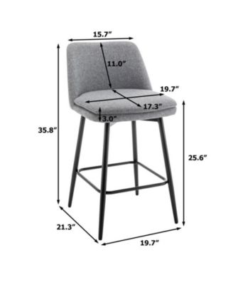  Set of 2  Upholstered, Metal Legs   25.6", 360° Swivel  Counter Height Stools