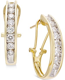 Diamond J Hoop Earrings (1 ct. t.w.) in 10k Gold, White Gold or Rose Gold