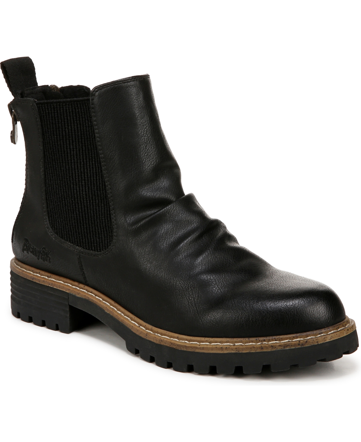Women's Redsen Chelsea Lug Sole Short Boots - Black Faux Leather