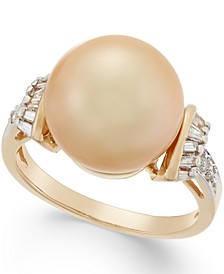 Cultured Golden South Sea Pearl (12mm) and Diamond (1/4 ct. t.w.) Ring in 14k Gold