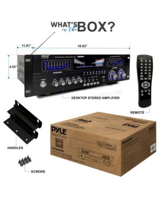 Stereo Bluetooth Home Theater Amplifier - Built-in Cooling Fan, Radio Antenna, BT/FM/Optical/Coaxial/HDMI & Dual 10 Band EQ, 1600W