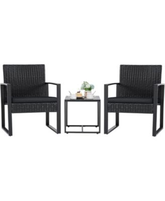 Outdoor 3-Piece Patio Furniture Set with 2 Patio Chairs and 1 Side Table