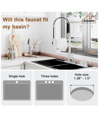 Spring Pull Down Sprayer Kitchen Faucet with Dual-Function Spray Head and Deck Plate