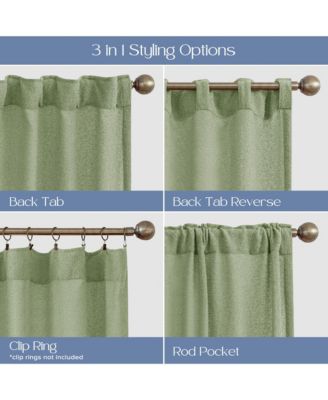 Boucle Light Filtering Back Tab Single Curtain Panel, 52"X96"