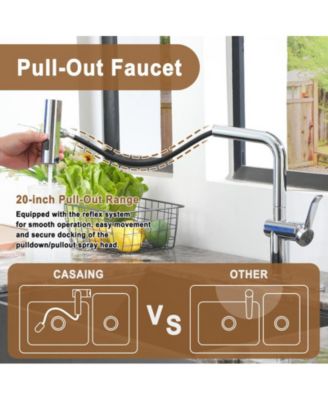 Single Handle Pull Out Kitchen Faucet with Touchless Sensor With Three-function Mode Sprayer