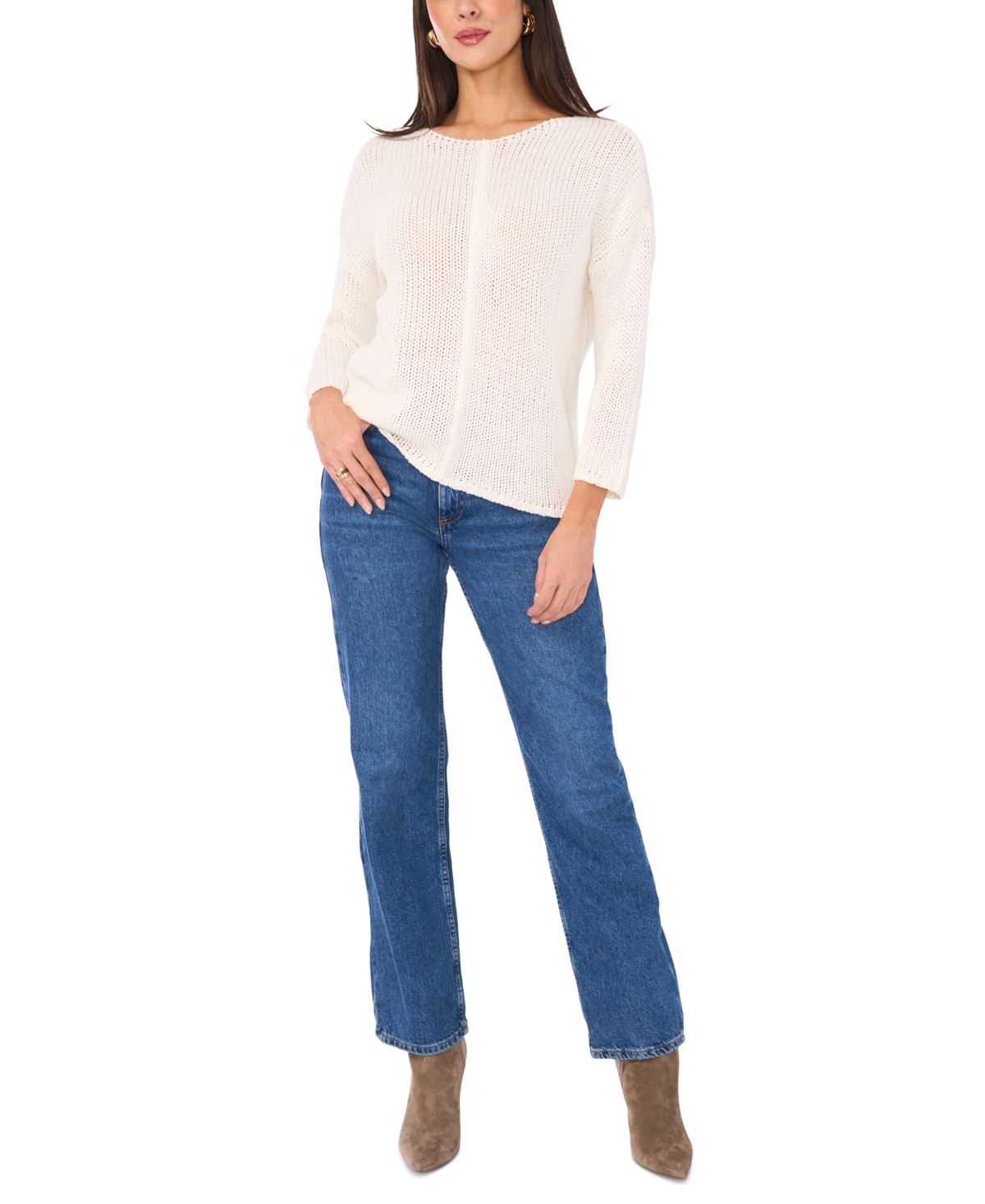 Vince Camuto Boat Neck Sweater In Antique White