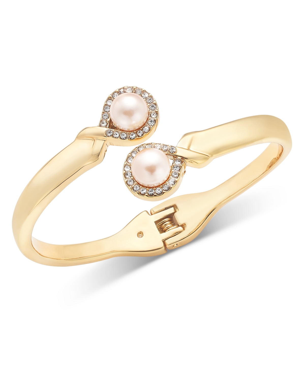 Gold-Tone Pink Imitation Pearl Bypass Hinge Bracelet, Exclusively at Macy's - Pink