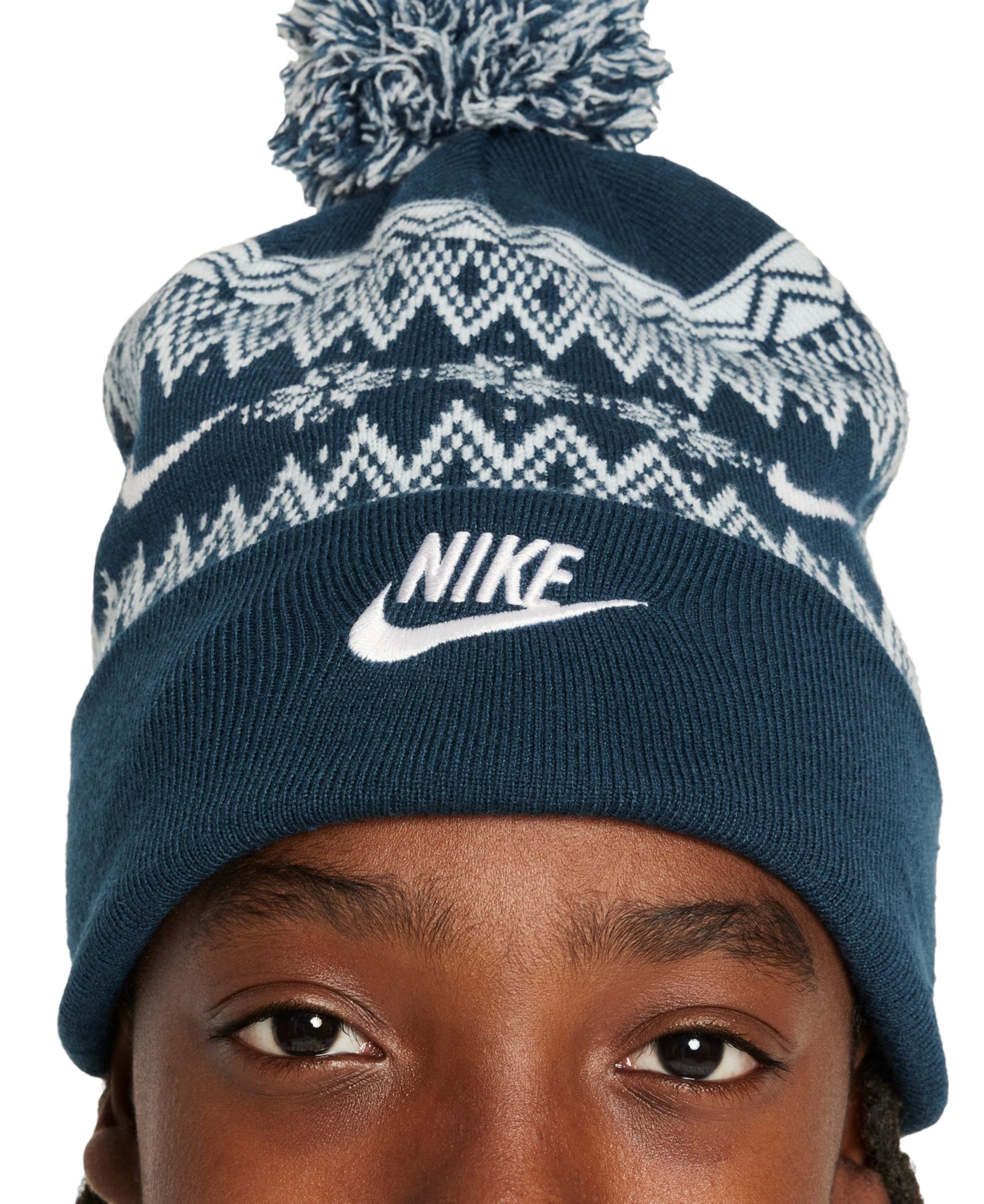 Nike Big Kids Peak Pom Beanie In Armrnv,whi