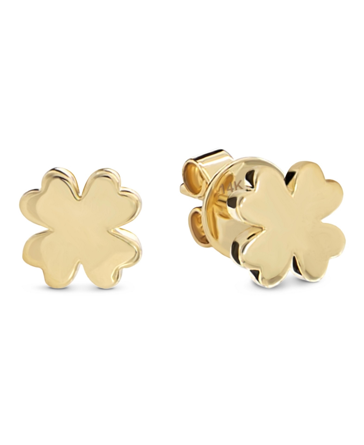 Clover Heart Stud Earrings in 14K Gold, approx. 1.6 grams. - Gold