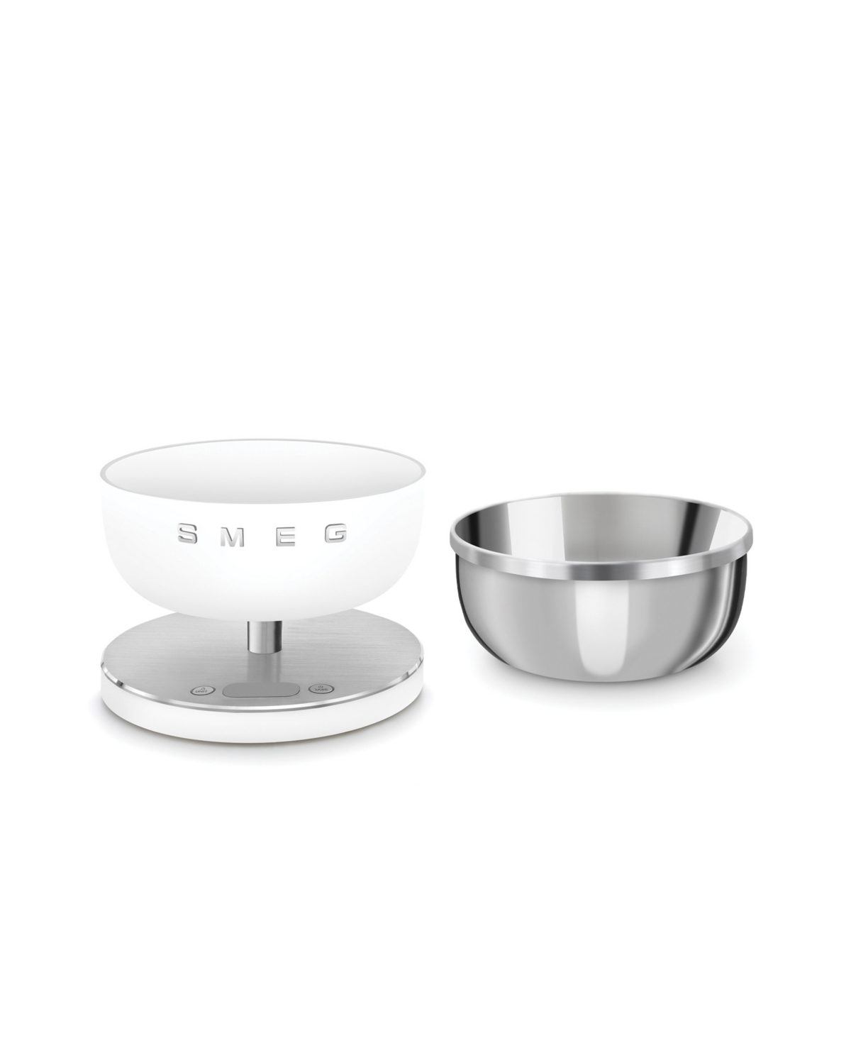 Smeg Logo-plaque Digital Aluminium Kitchen Scales In Matte White