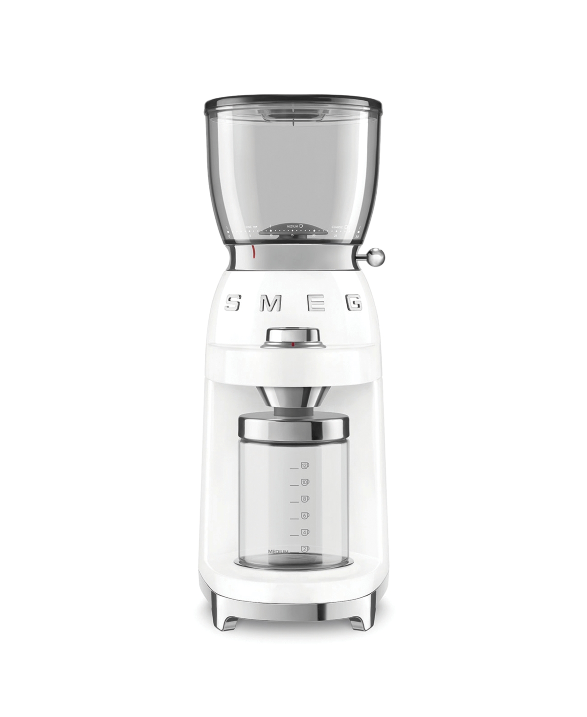 Smeg White Cgf11 Stainless-steel Coffee Grinder In White