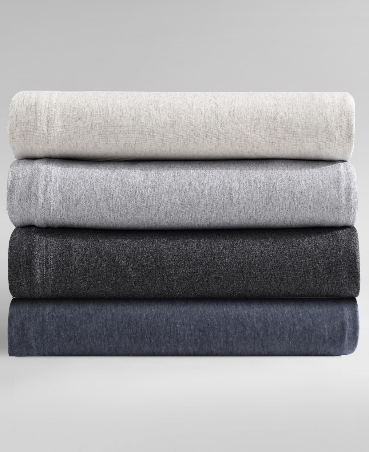 Calvin Klein Modern Cotton Blend Melange Jersey 4 Piece Sheet Set, Queen In Indigo