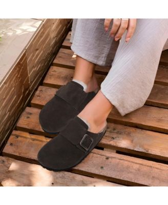 - Atlas Fur Genuine Leather Fur Lined Clogs for Women with Arch Support