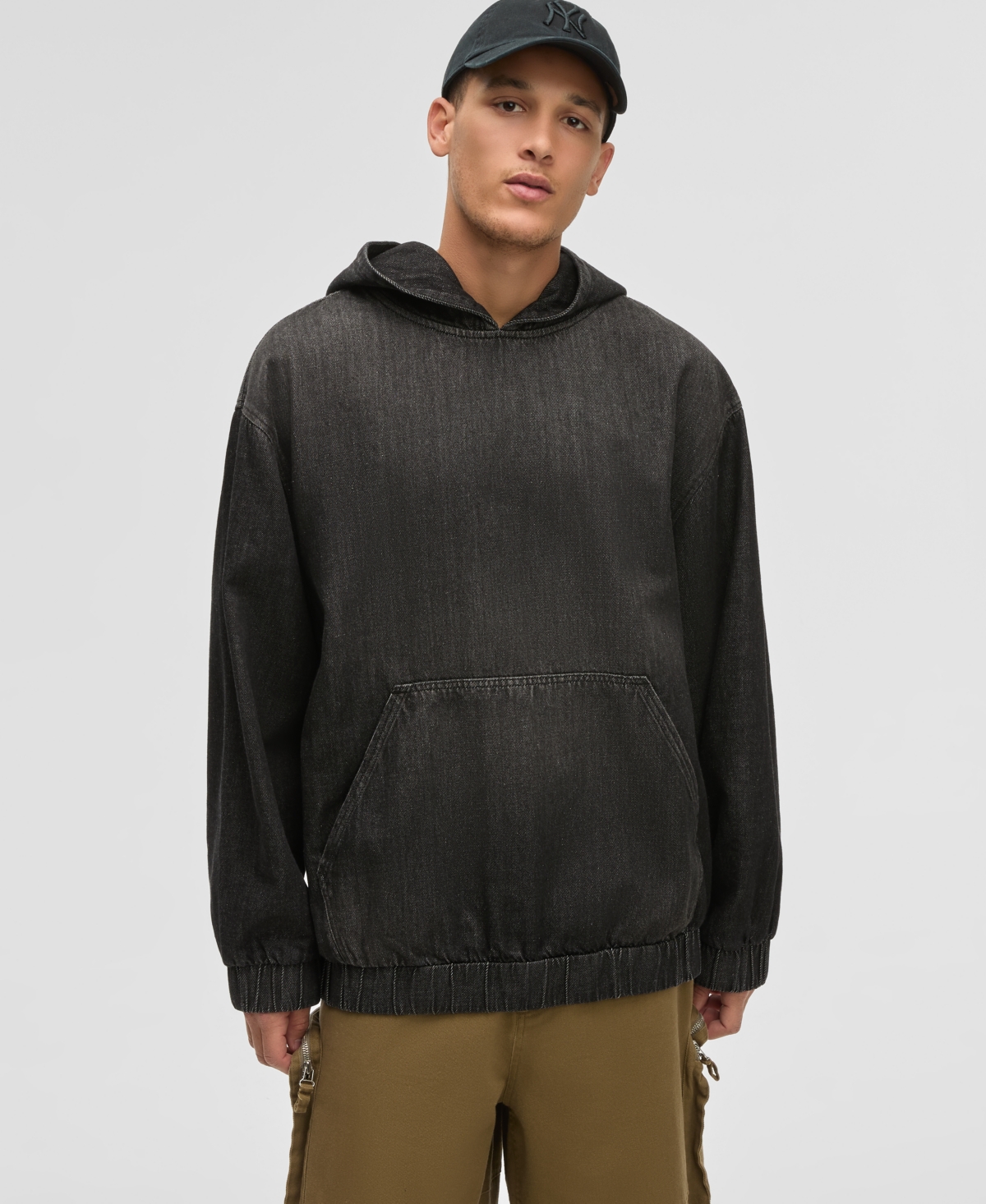 Men's Concrete Relaxed-Fit Denim Hoodie, Exclusively at Macy's - Concrete