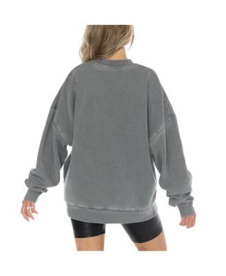 Women's&nbsp;Gray Dallas Cowboys Vintage Wash Oversized Crewneck Fleece Pullover