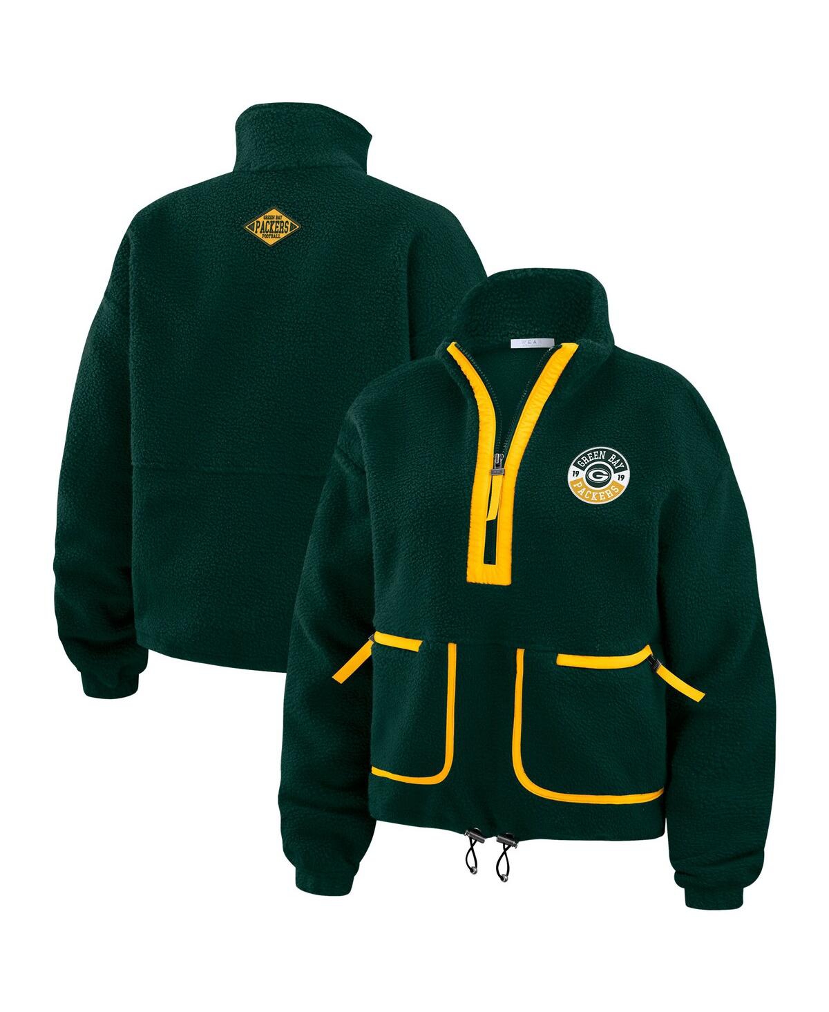 Women's Green Green Bay Packers Polar Fleece Half-Zip Jacket - Green