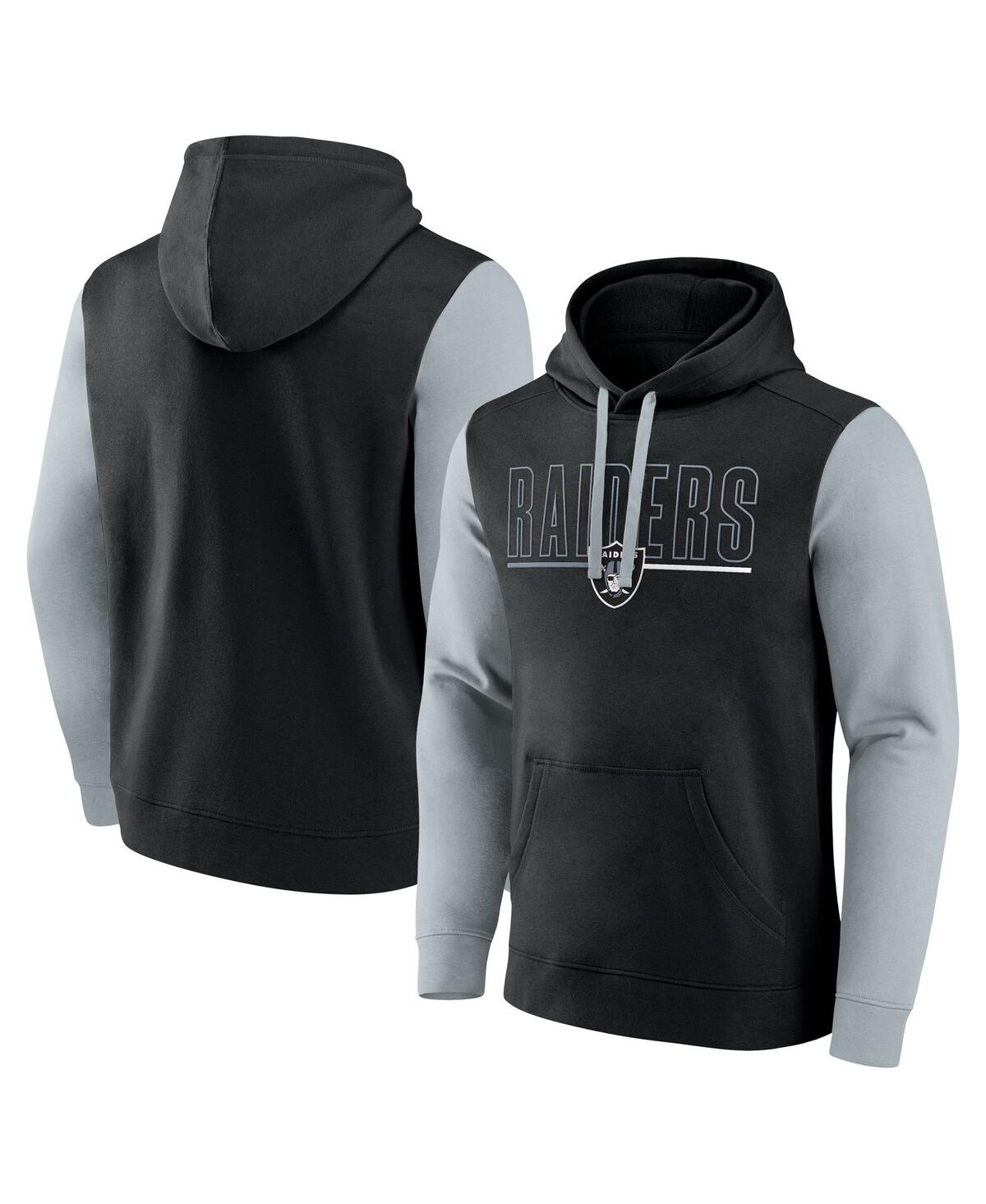 Fanatics Men's Black/gray Las Vegas Raiders Big Tall Outline Pullover Hoodie In Black,silver