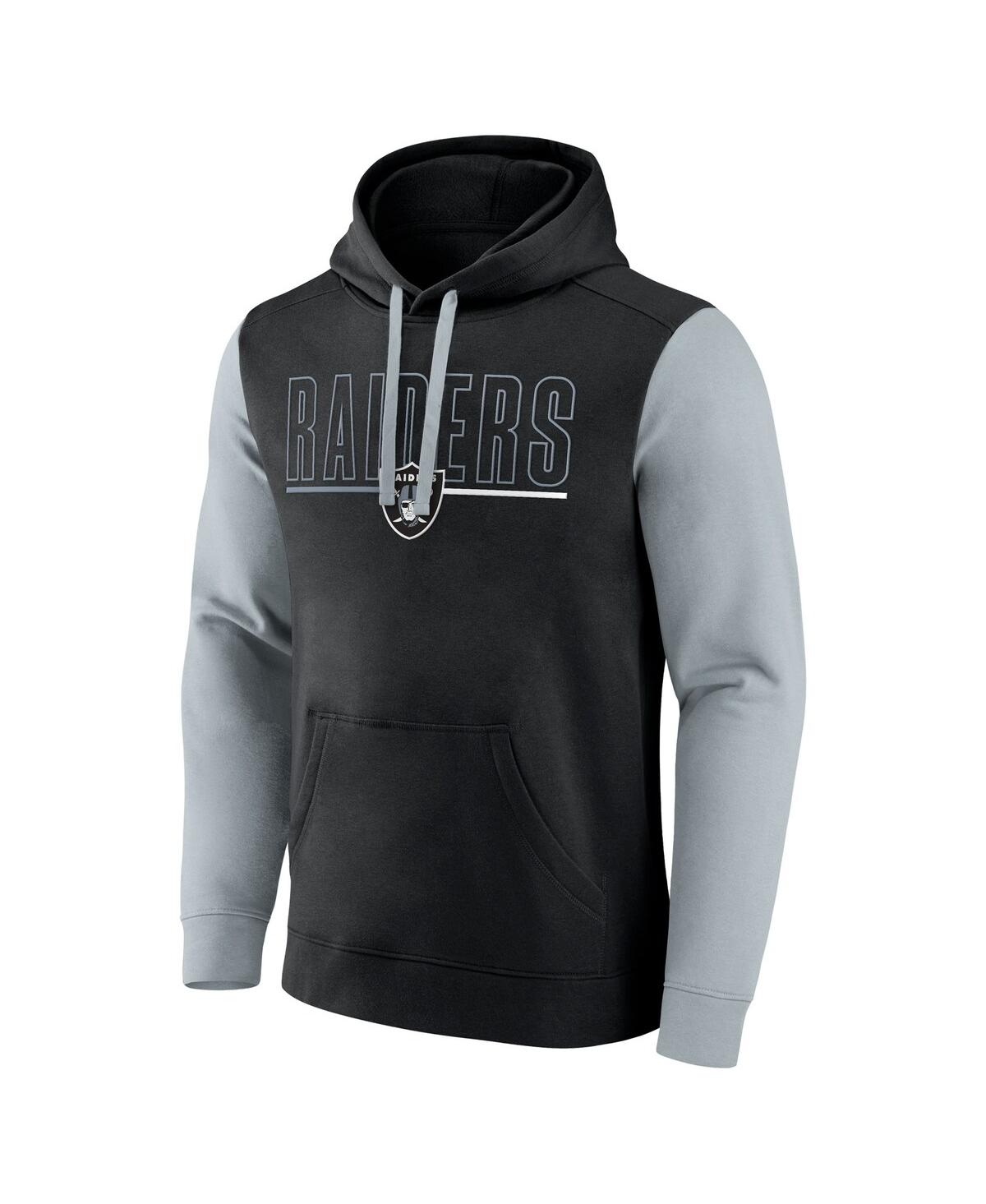 Fanatics Men's Black/gray Las Vegas Raiders Big Tall Outline Pullover Hoodie In Black,silver