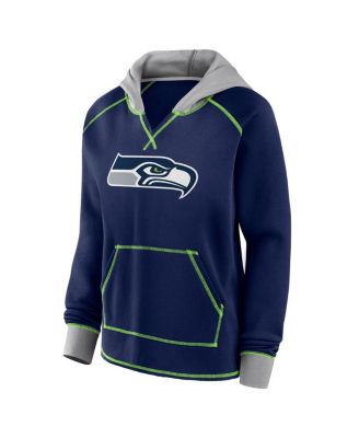 Women's College Navy Seattle Seahawks Boom Fleece Pullover V-Neck Hoodie