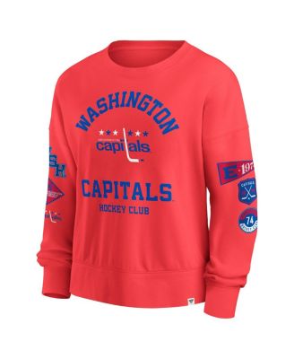Women's Red Washington Capitals Oversized Vintage Go Team Pullover Sweatshirt