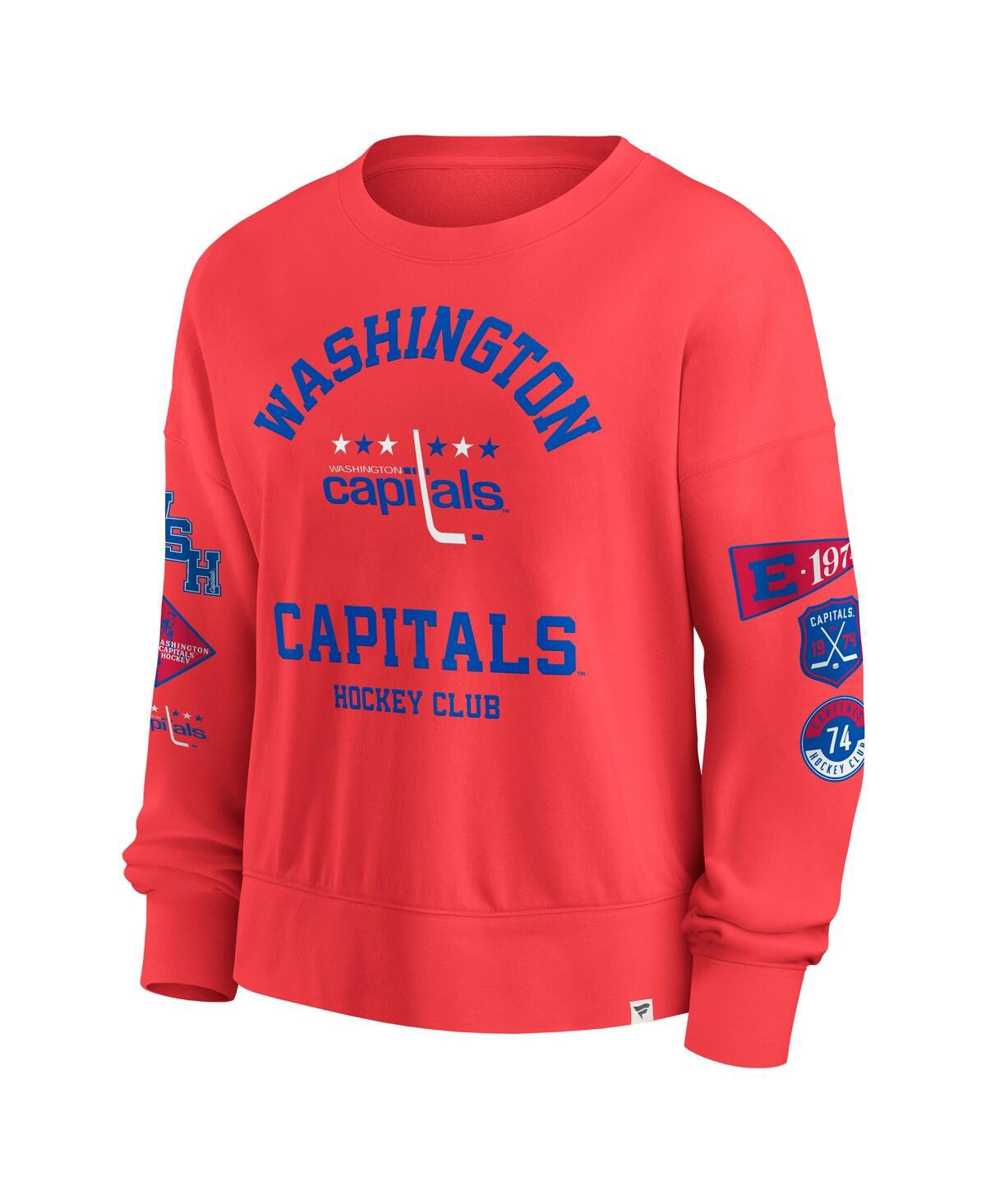 Fanatics Women's Red Washington Capitals Oversized Vintage Go Team Pullover Sweatshirt In Red