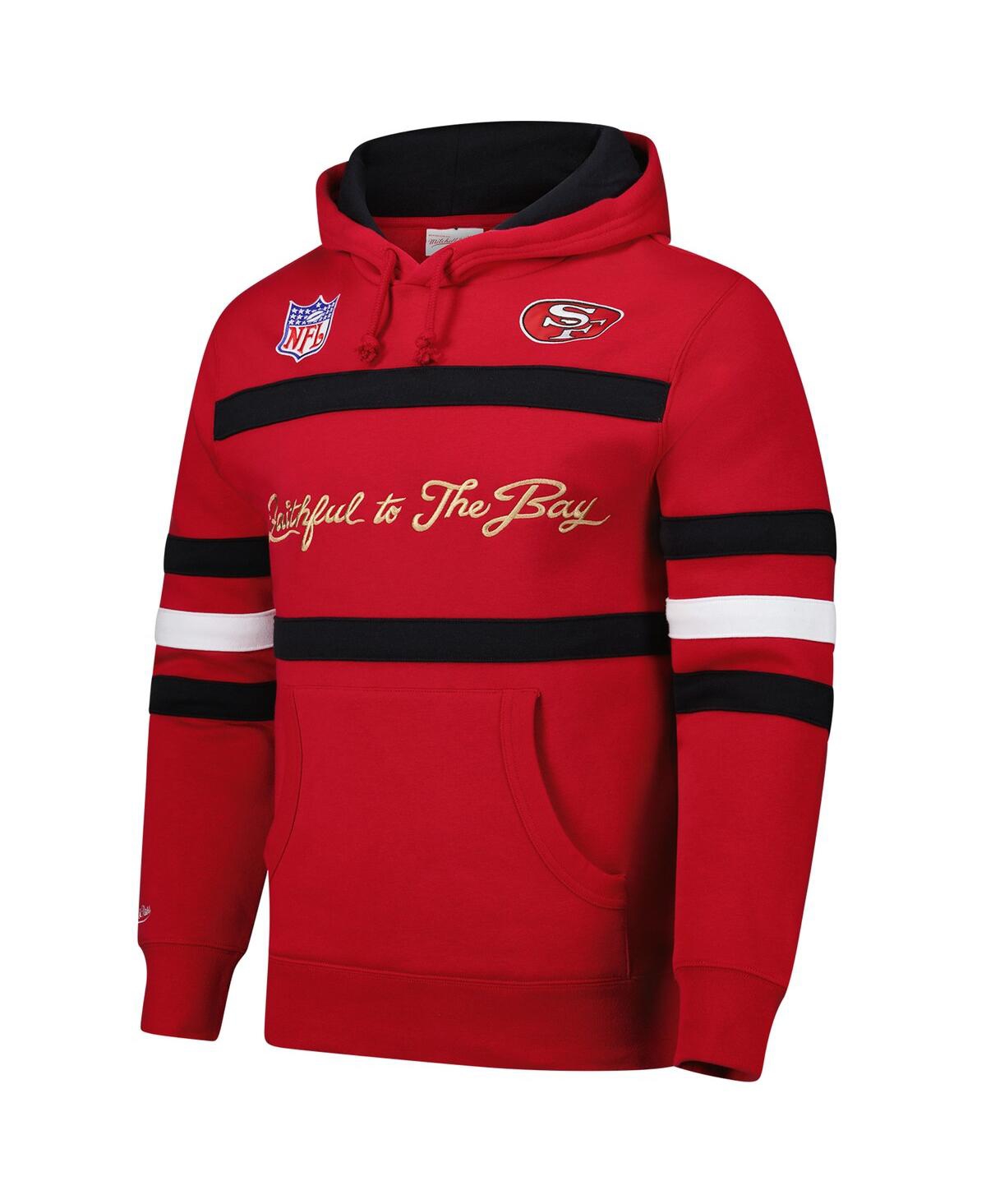 Mitchell & Ness Men's Scarlet San Francisco 49ers Vintage Logo Head Coach Fleece Pullover Hoodie In Scarlet