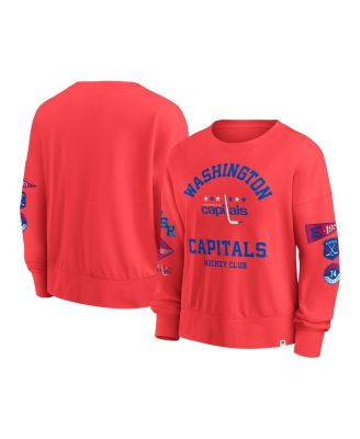 Fanatics - Women's Red Washington Capitals Oversized Vintage Go Team Pullover Sweatshirt