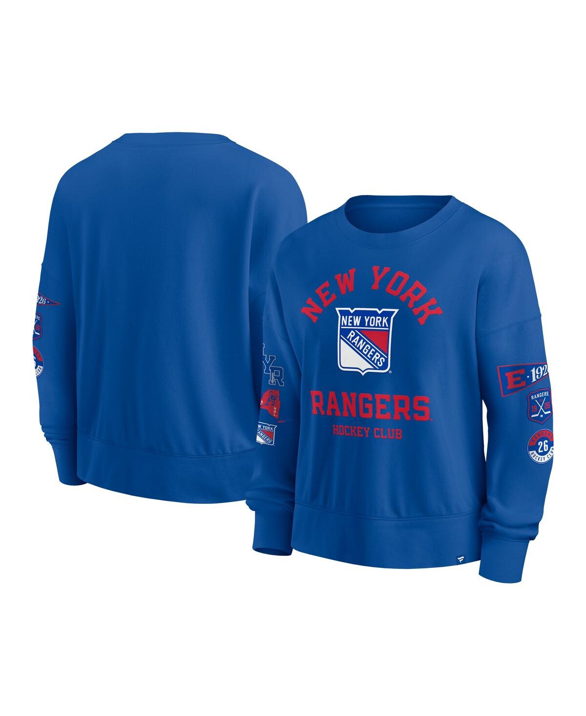 Women's Blue New York Rangers Go Team Pullover Sweatshirt - Blue