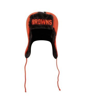 Men's Orange Cleveland Browns Helmet Head Trapper Knit Hat