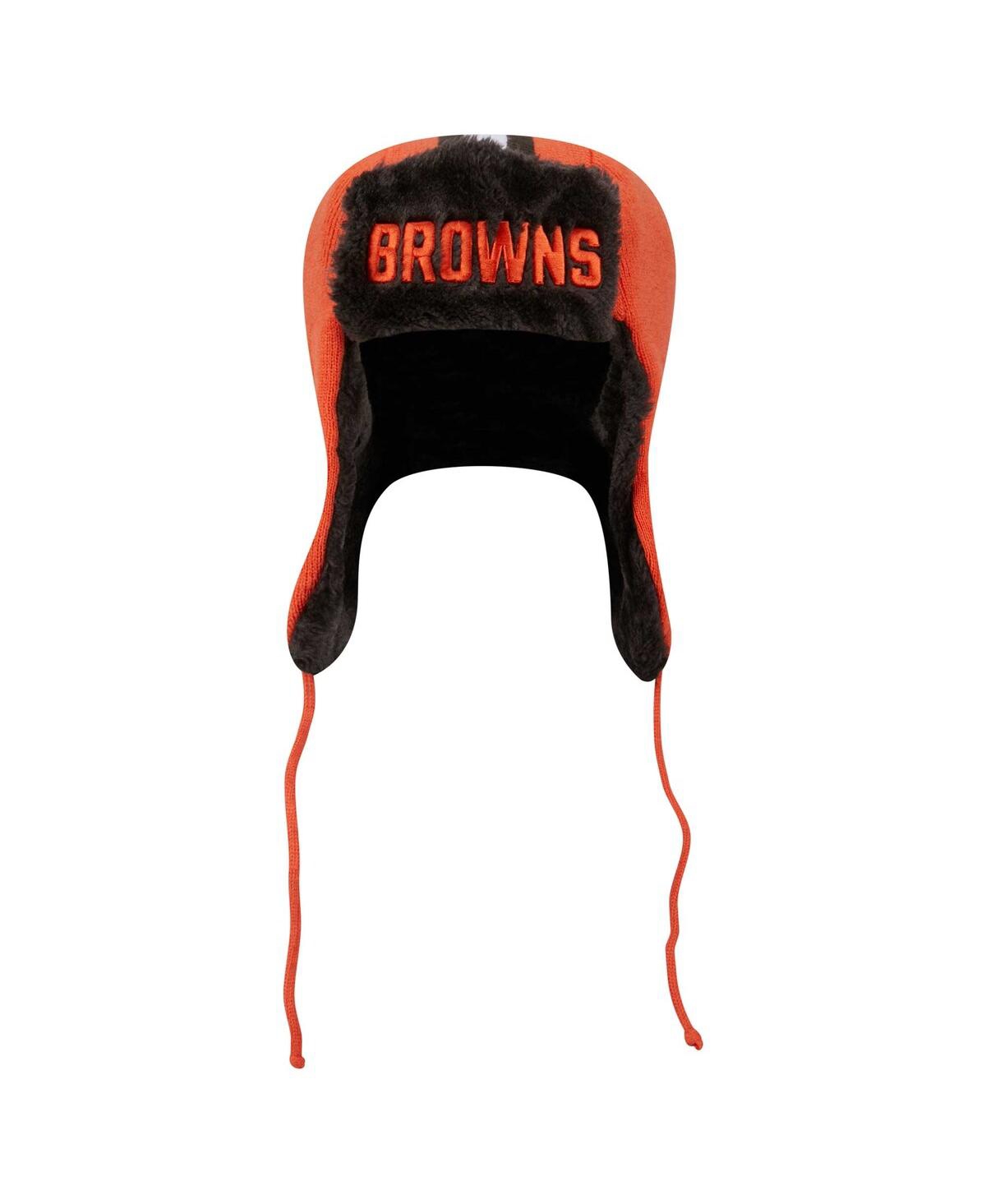 New Era Men's Orange Cleveland Browns Helmet Head Trapper Knit Hat In Orange