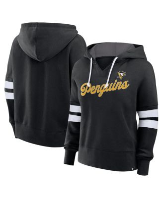 Fanatics - Women's Black Pittsburgh Penguins Seize Fleece Pullover Hoodie