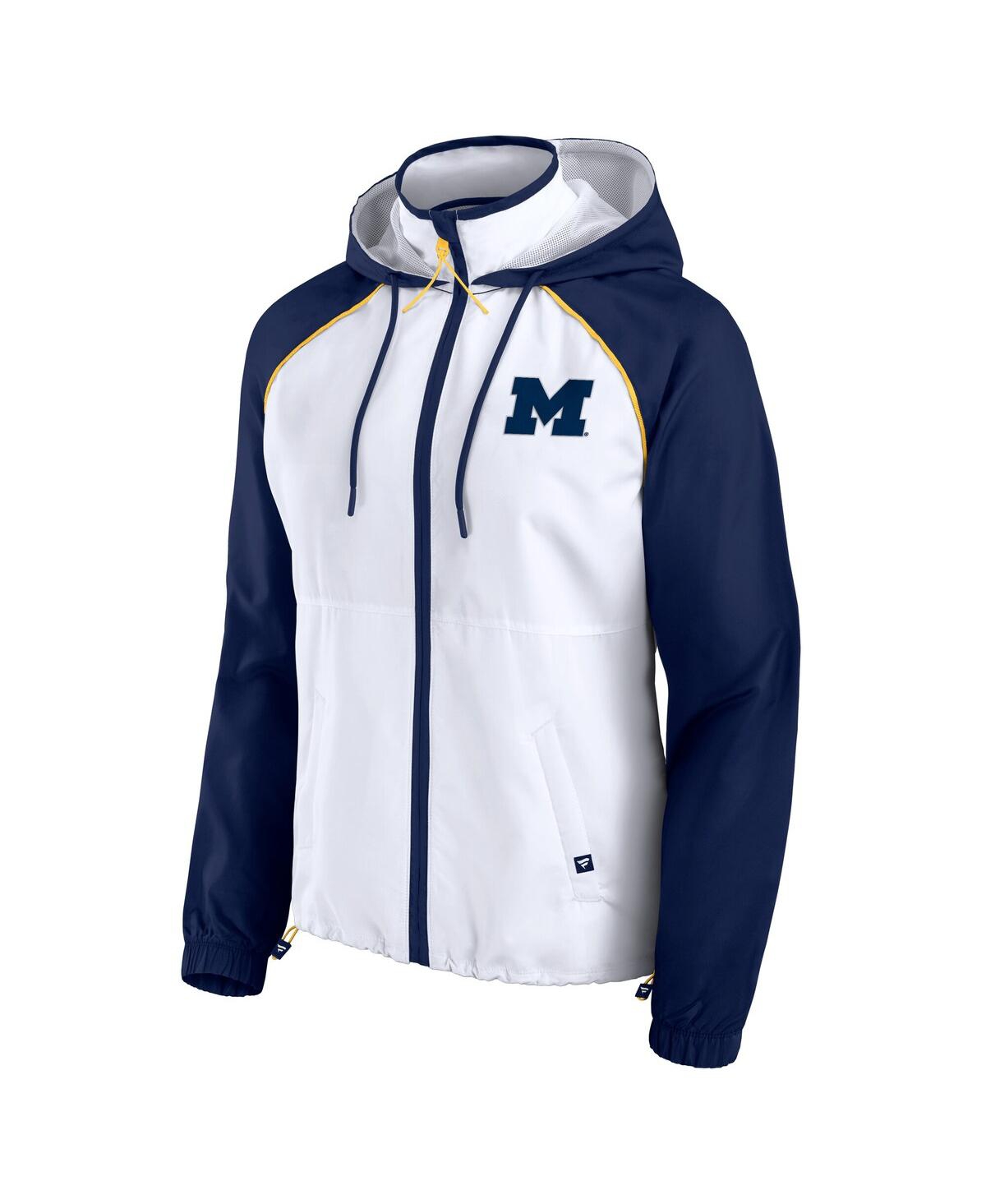 Fanatics Women's White Michigan Wolverines Full-zip Anorak Hoodie Jacket In White,navy