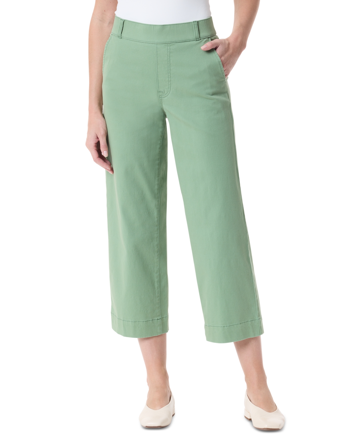 Petite Shape Effect Wide-Leg Cropped Pants - Pistachio