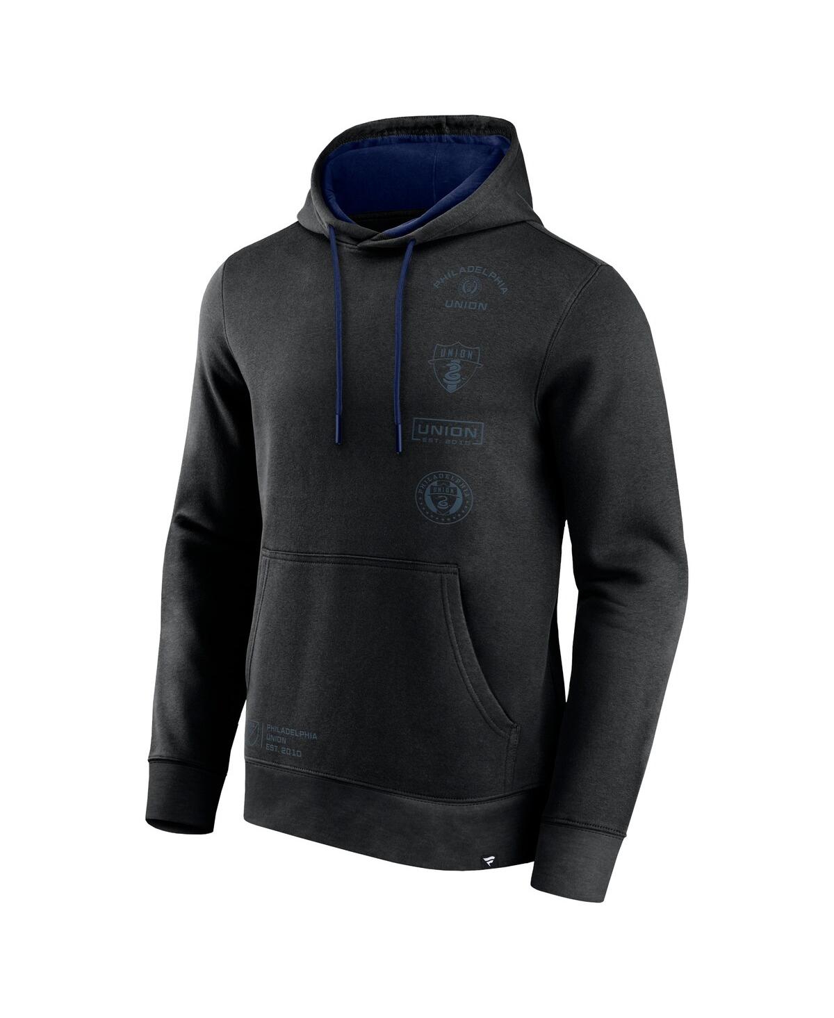 Fanatics Men's Black Philadelphia Union Halftime Pullover Hoodie In Black,navy