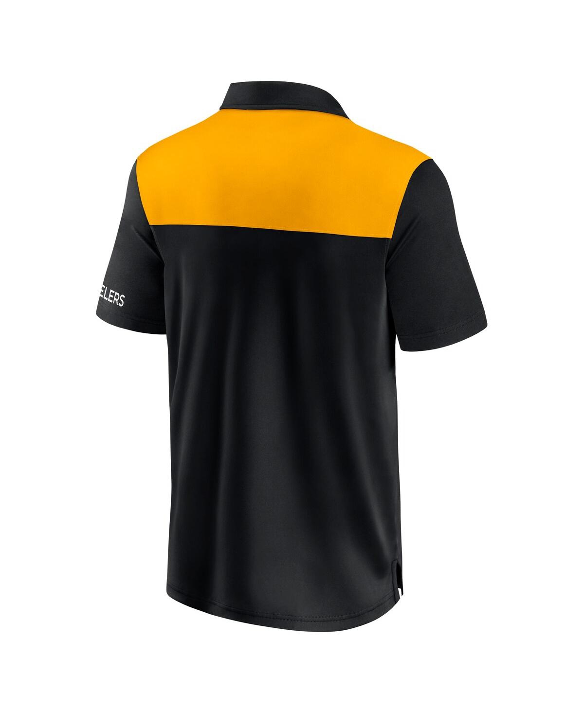 Fanatics Men's Black/gold Pittsburgh Steelers Colorblock Polo In Black,gold