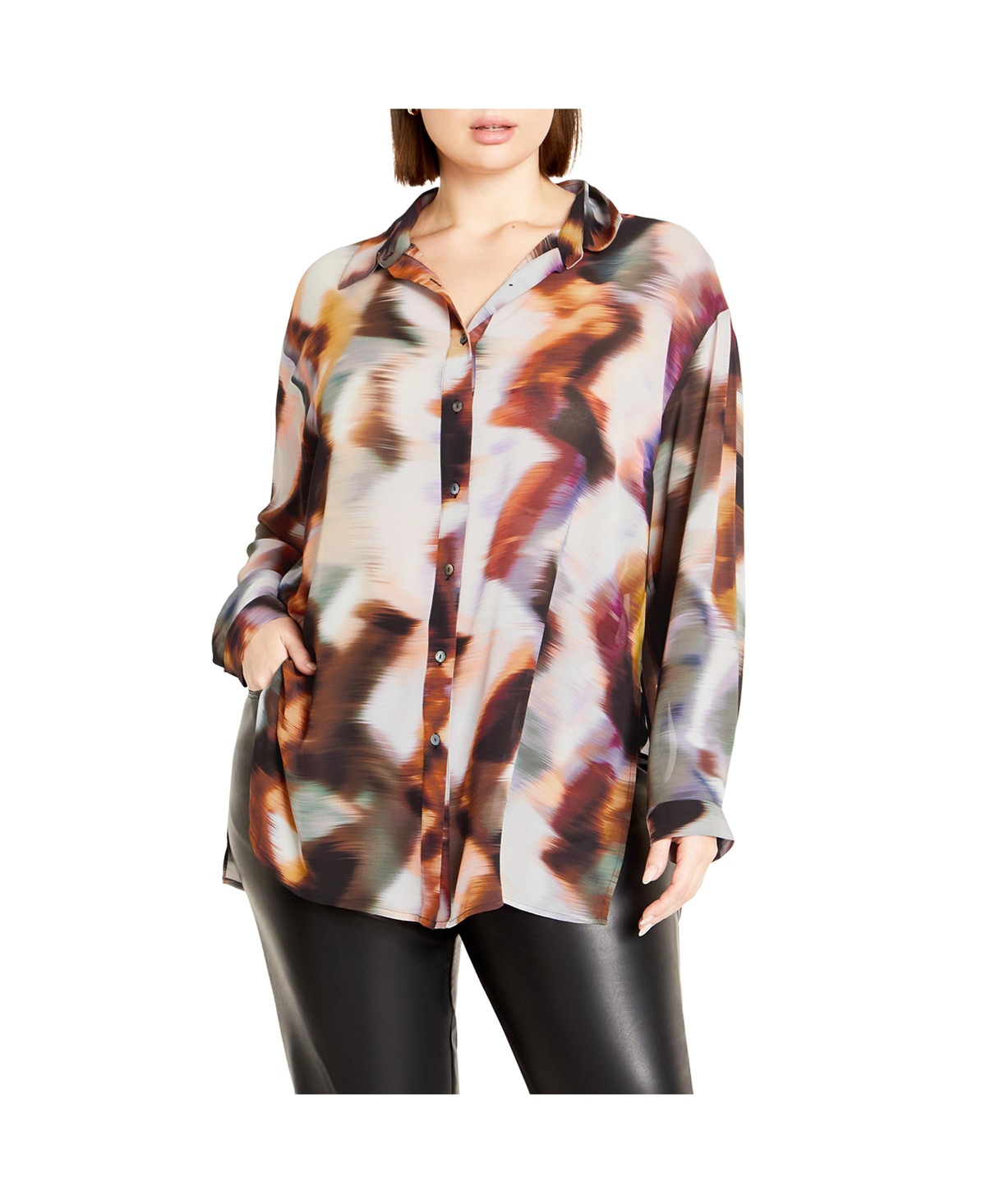 Plus Size Sheer Lover Print Shirt - Minerals