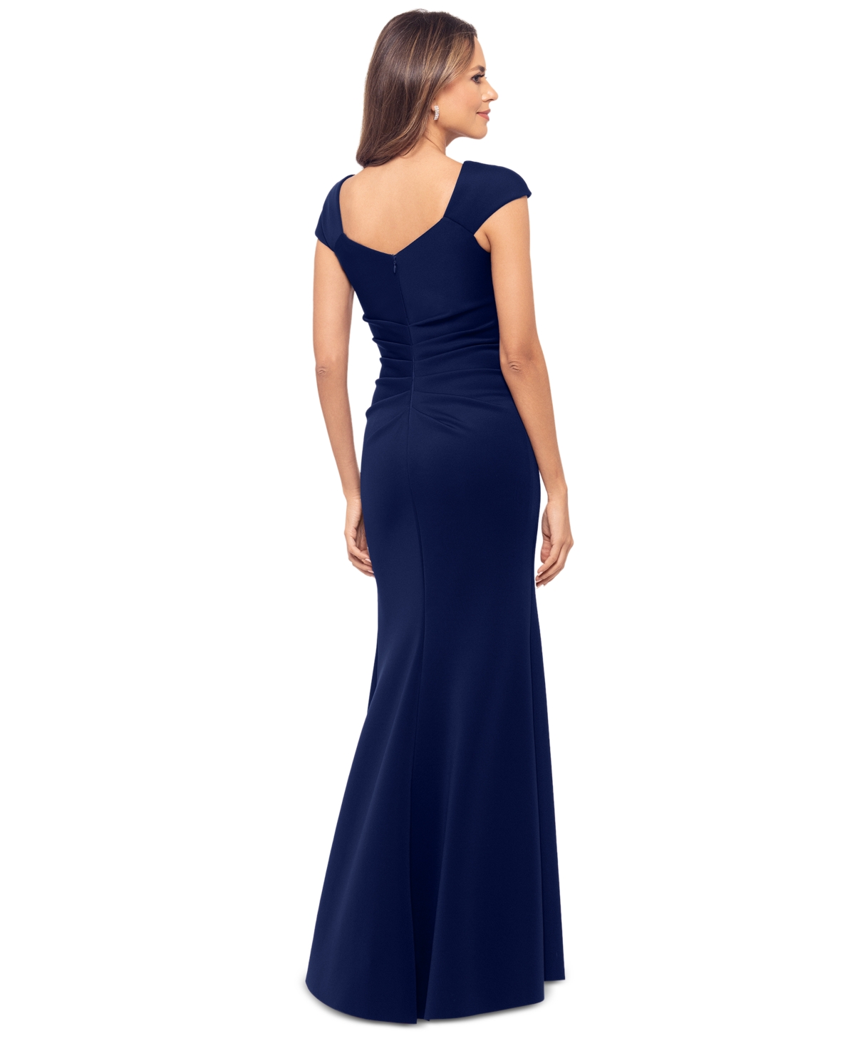 Xscape Petite Asymmetric Front Slit Evening Gown In Midnight
