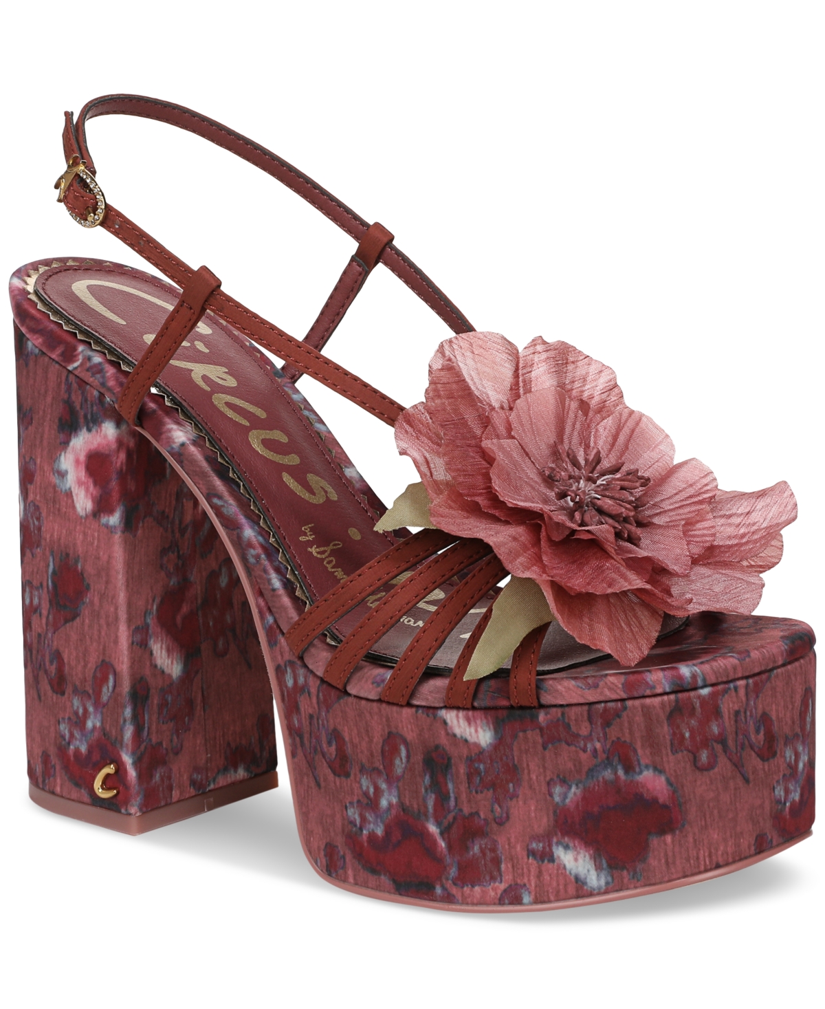 Siena Flower Platform Dress Sandals - Spiced Merlot Floral Multi