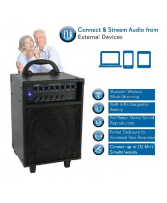 Wireless Portable Bluetooth PA Speaker System with Rechargeable Battery, 400W, LED Lights, and 1/4" Mic Inputs