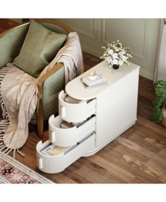 Wood 3-Drawer End Table with Finished Back, No Assembly Required