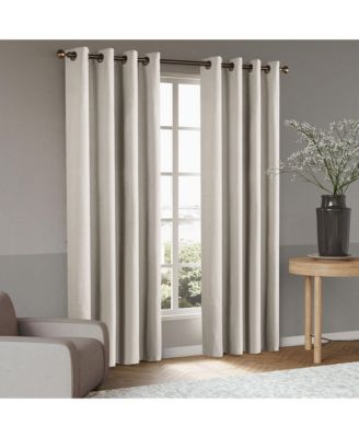 Linen Blend Total Blackout Grommet Curtains Pair, 52"X108"