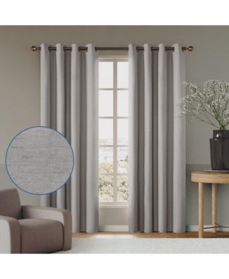 Linen Blend Total Blackout Grommet Curtains Pair, 52"X108"