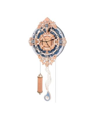 3D Puzzle Vintage Wooden Pendulum Clock Kits 12", Design Building Model Set, 11.7"4.2"25.3"