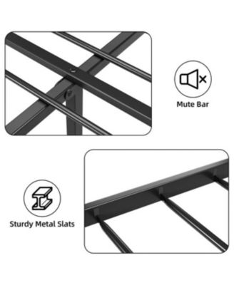 King Bed Frame, Metal Platform Bed Frame with Rustic Vintage Soft-breaded Headboard and Footboard, Noise Free, No Box Spring Needed, Easy Assembly, Large Under Bed Storage